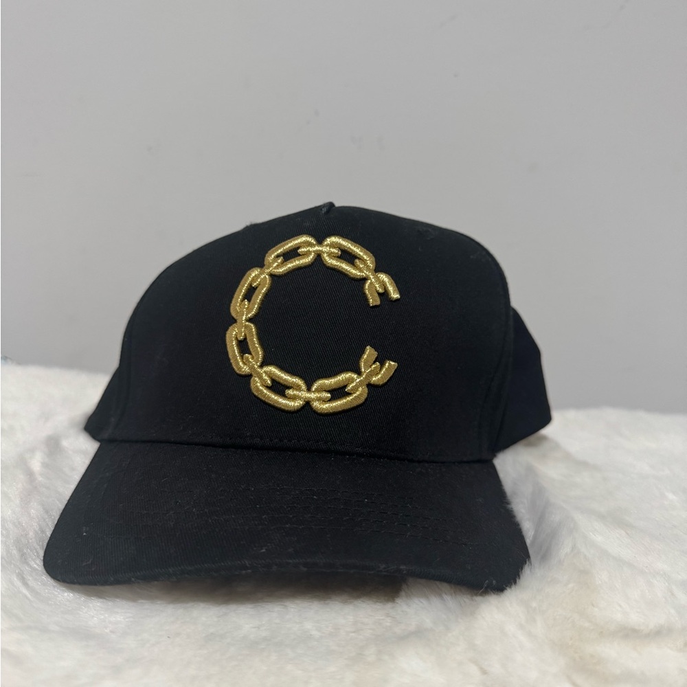 Crooks and Castle Black Cap with Gold Chain Design